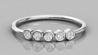 Close-up front view of the Luna 14k white gold band featuring five bezel-set ethical diamonds for a sophisticated look.