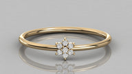 Direct frontal shot of the Mira 14k yellow gold ring showcasing the sparkling lab-grown diamond flower motif.