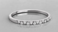 Horizontal lying shot of the Nova white gold band emphasizing the clean minimalist lines.