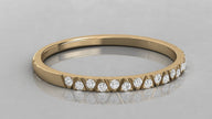 Low-angle view of Nova yellow gold stackable ring showcasing the total weight of 0.16 ct.
