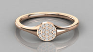 Direct top-down view of the Stella 14K rose gold signet ring showcasing the brilliant 0.10ct lab-grown diamond cluster.