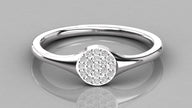 Overhead view of the Stella white gold signet ring, highlighting the elegant square-inspired shape and nineteen ethical diamonds.